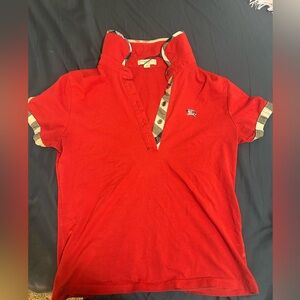 RED BURBERRY POLO SHIRT